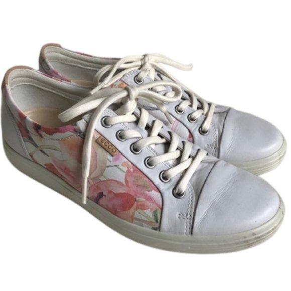 Ecco Shoes - Ecco Floral Watercolor Leather Soft 7 Sneakers - EU 39/US 8.5